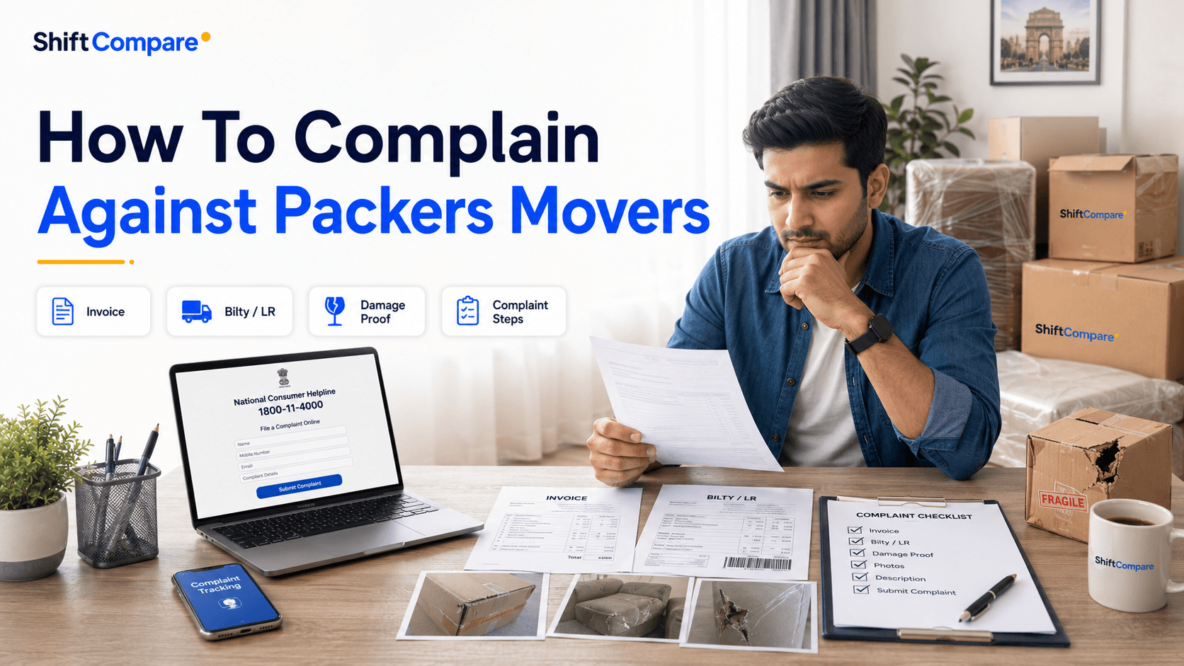 How to complain against packers movers with invoice, bilty, photos and written proof